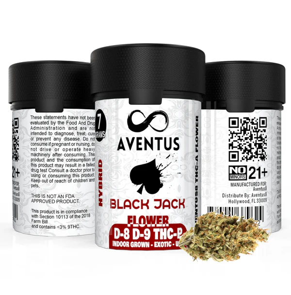 AVENTUS8 FLOWER D-8 D-9 THC-P BLEND BLACK JACK 7G